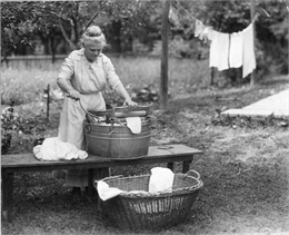 Woman with Wringer Washtub, 1920. WHI 3846