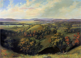 A painting of the Wisconsin Heights Battlefield.