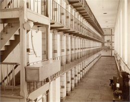Interior of a cell block at Wapun State Prison.