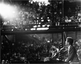 Presidential candidate JFK at the Madison Field House, 1960. WHI 8118.