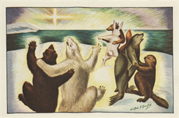 Holiday Card With Animals Dancing, 1969 ca., WHI 80311.
